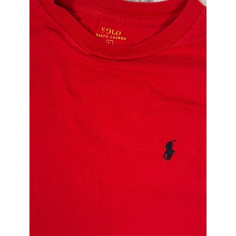 Polo Ralph Lauren Red Plain T-Shirt Mens Size Large‎ Tagless 100% Cotton